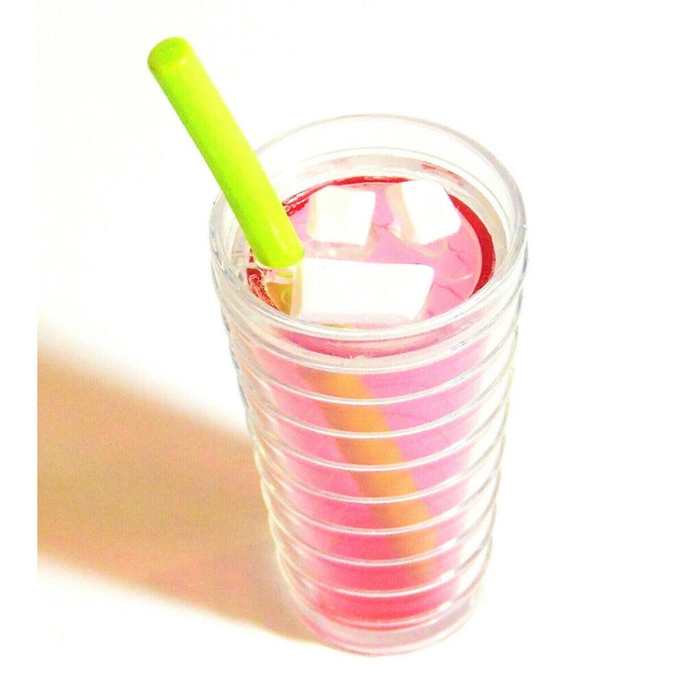 American Girl Sleepover Accessory Cup Of Pink Lemonade Ice Drink With Straw